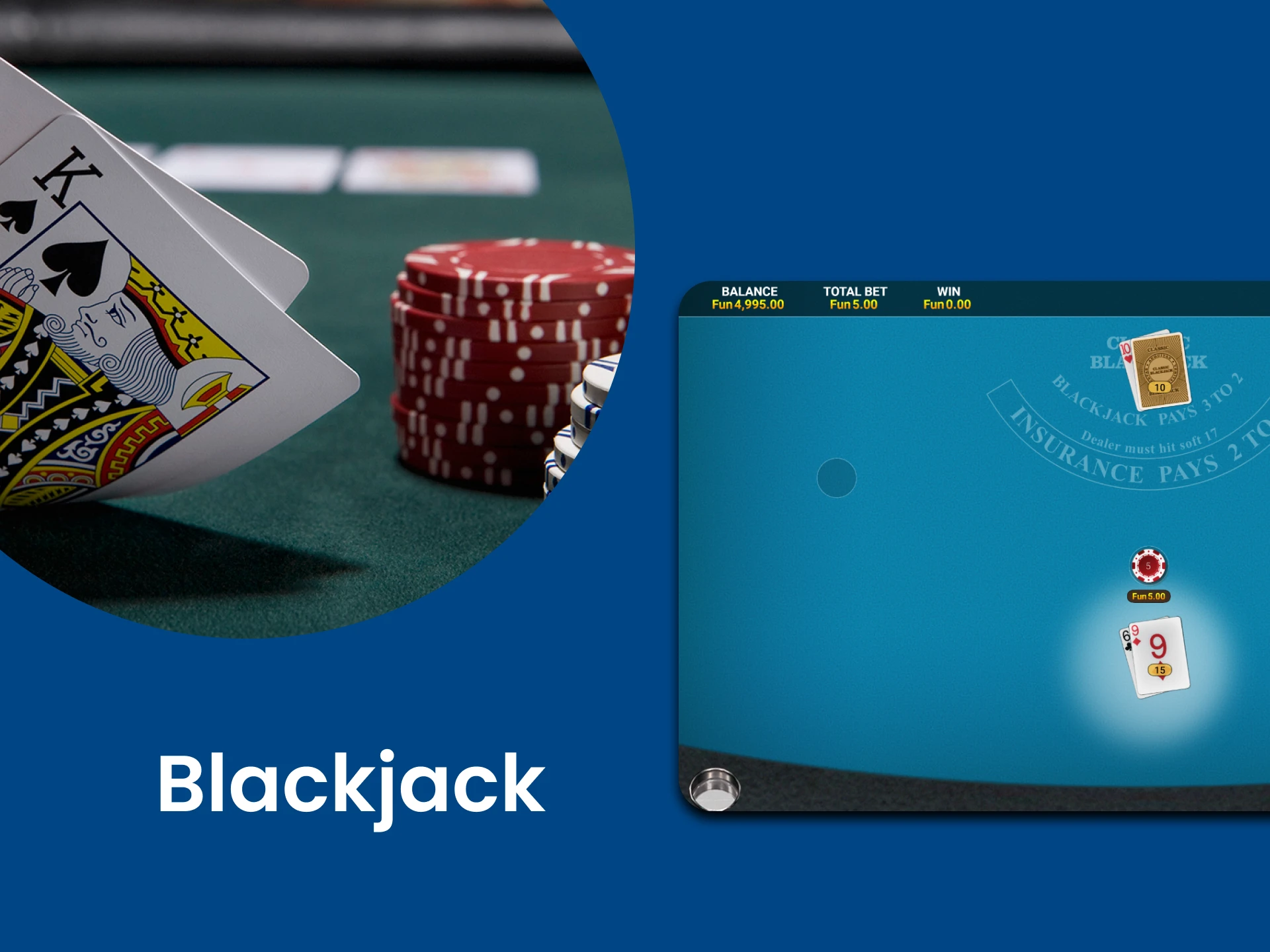 Select the Blackjack section for casino games.