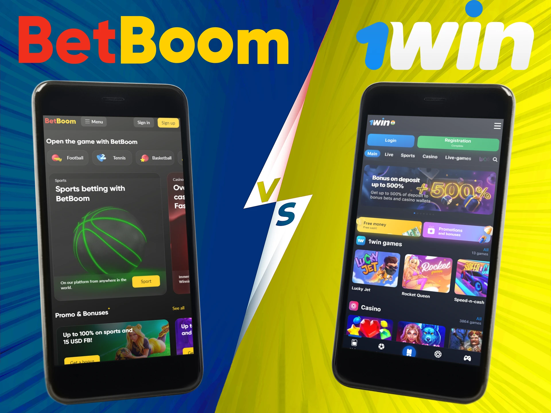 1win and BetBoom have convenient applications, find out the differences.