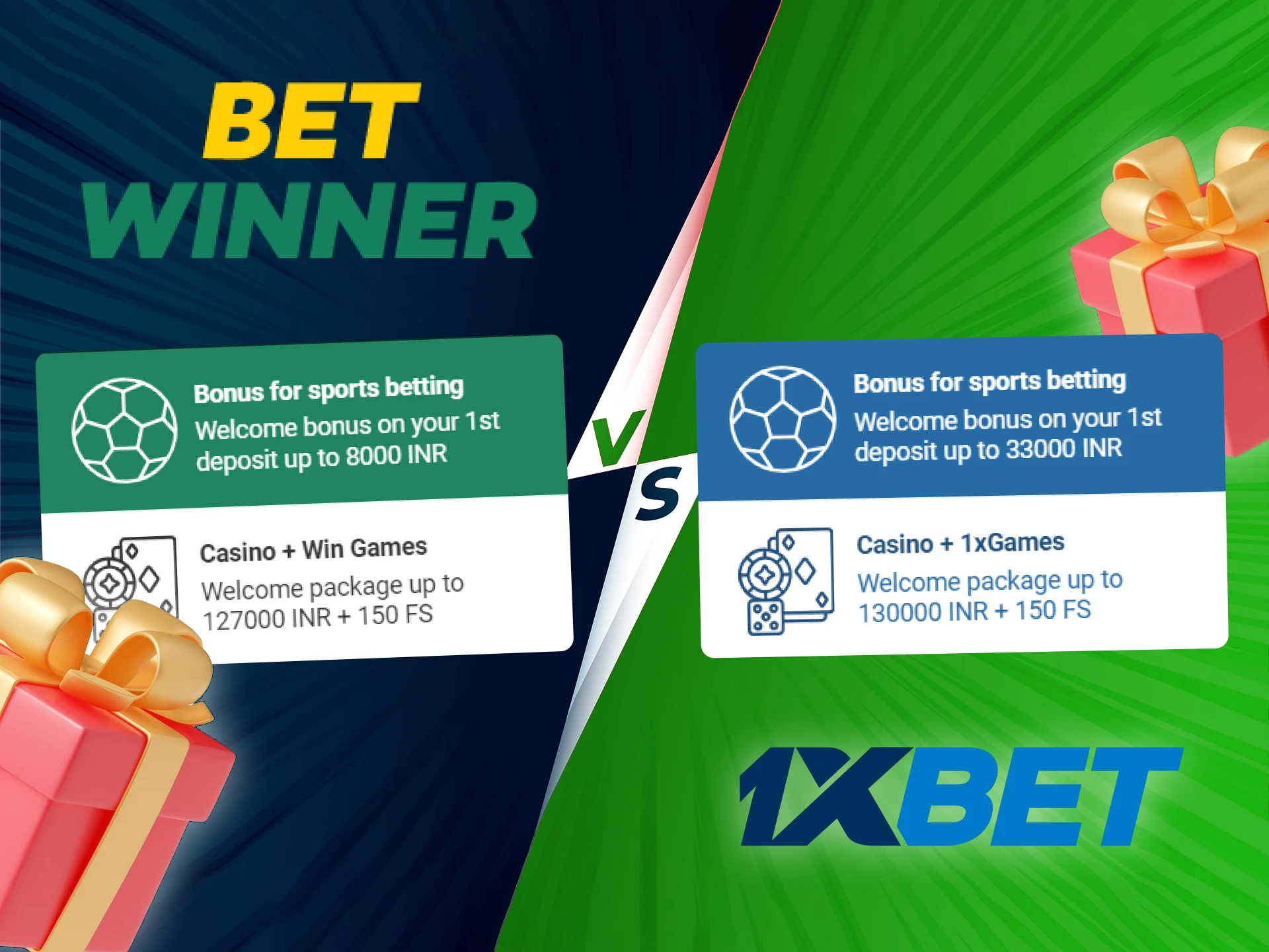 1xbet and Betwinner give their users pleasant welcome bonuses.