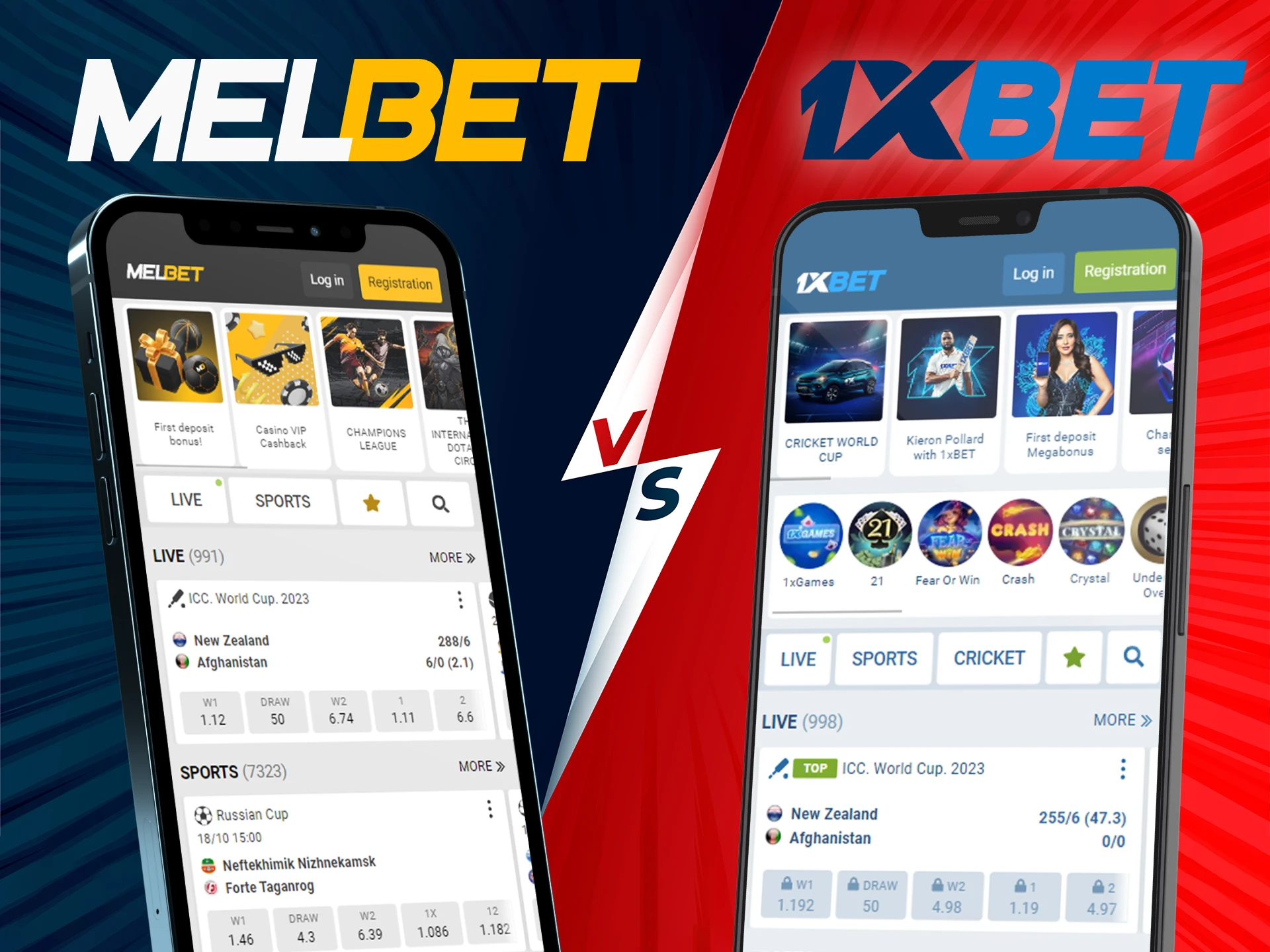 Try the convenient apps from 1xbet and Melbet.