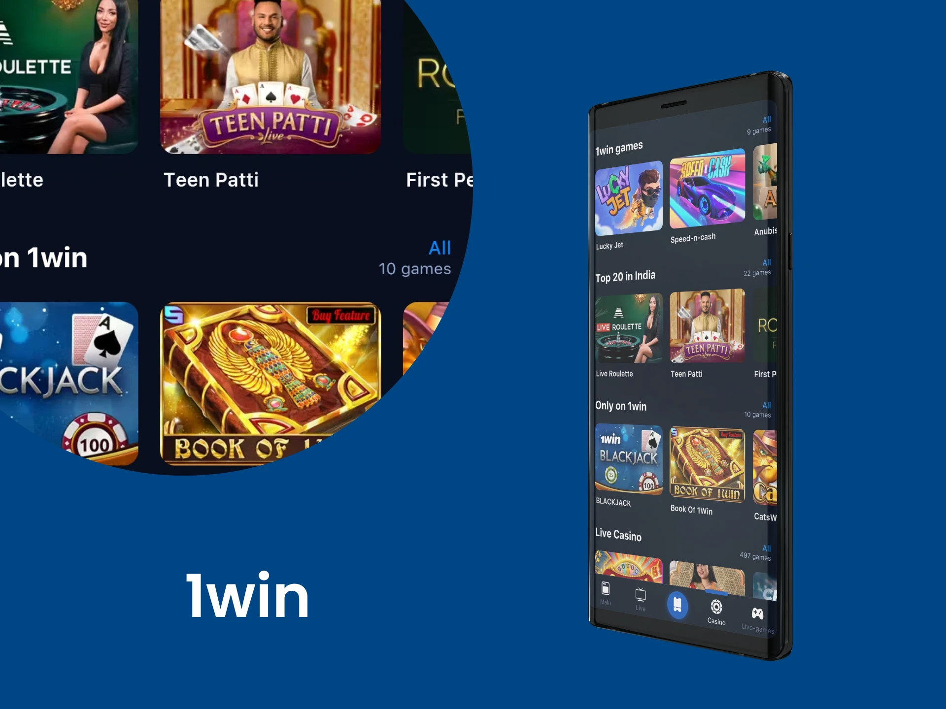 Download the 1win app for casino games.