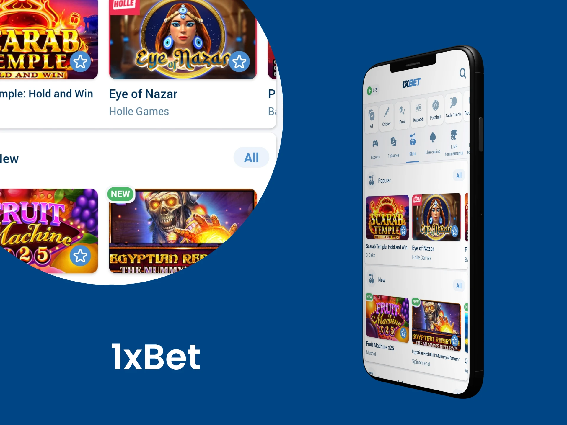 Download the 1xbet app for casino games.