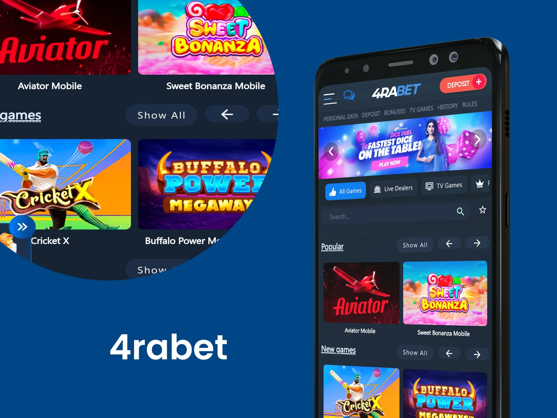Download the 4rabet app for casino games.