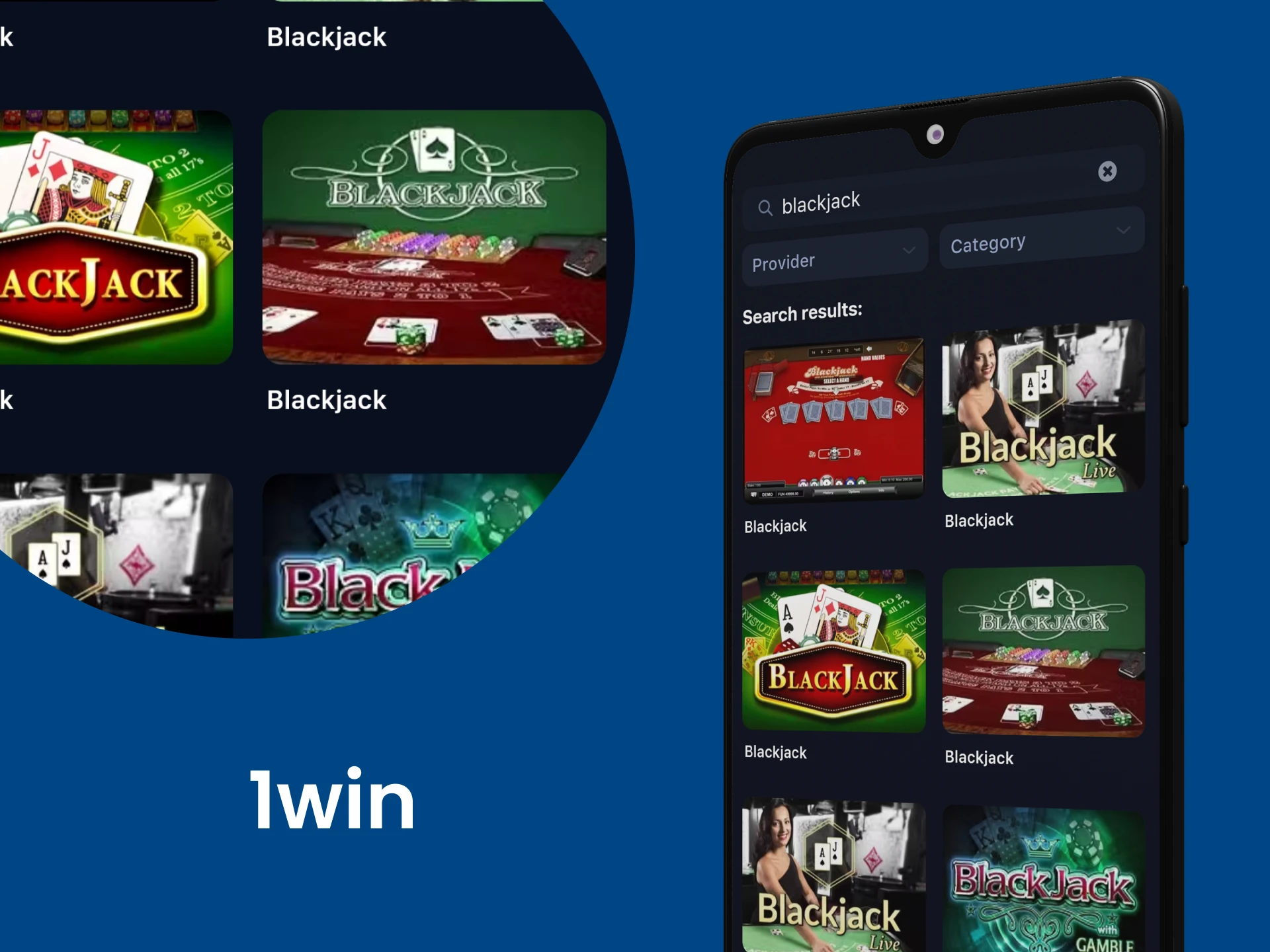 Play BlackJack on your smartphone using the 1win app.