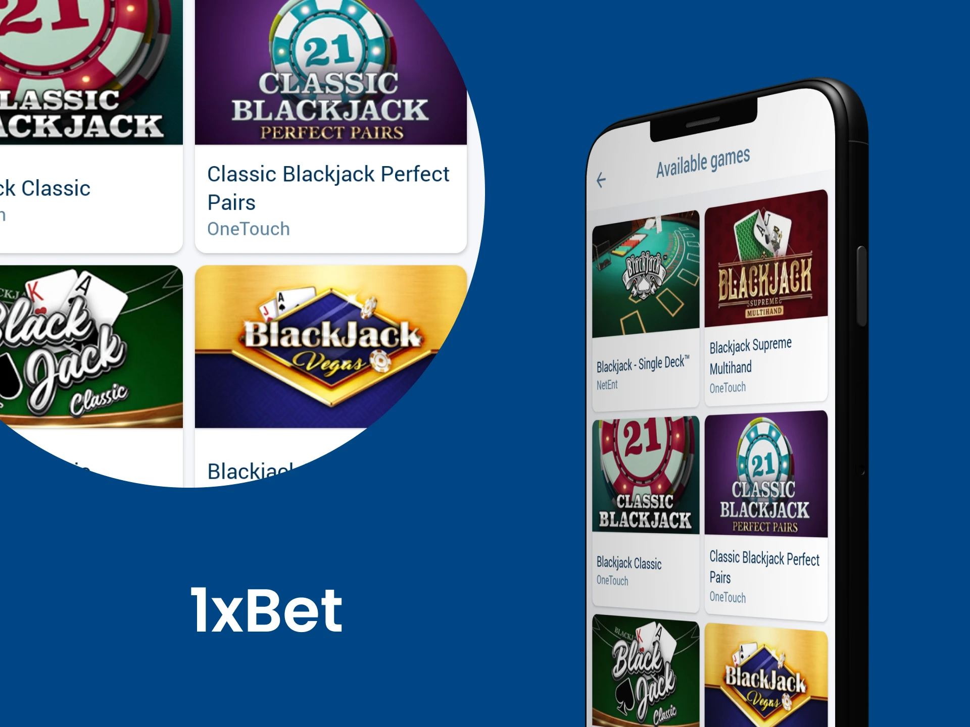 Play BlackJack on your smartphone using the 1xbet app.
