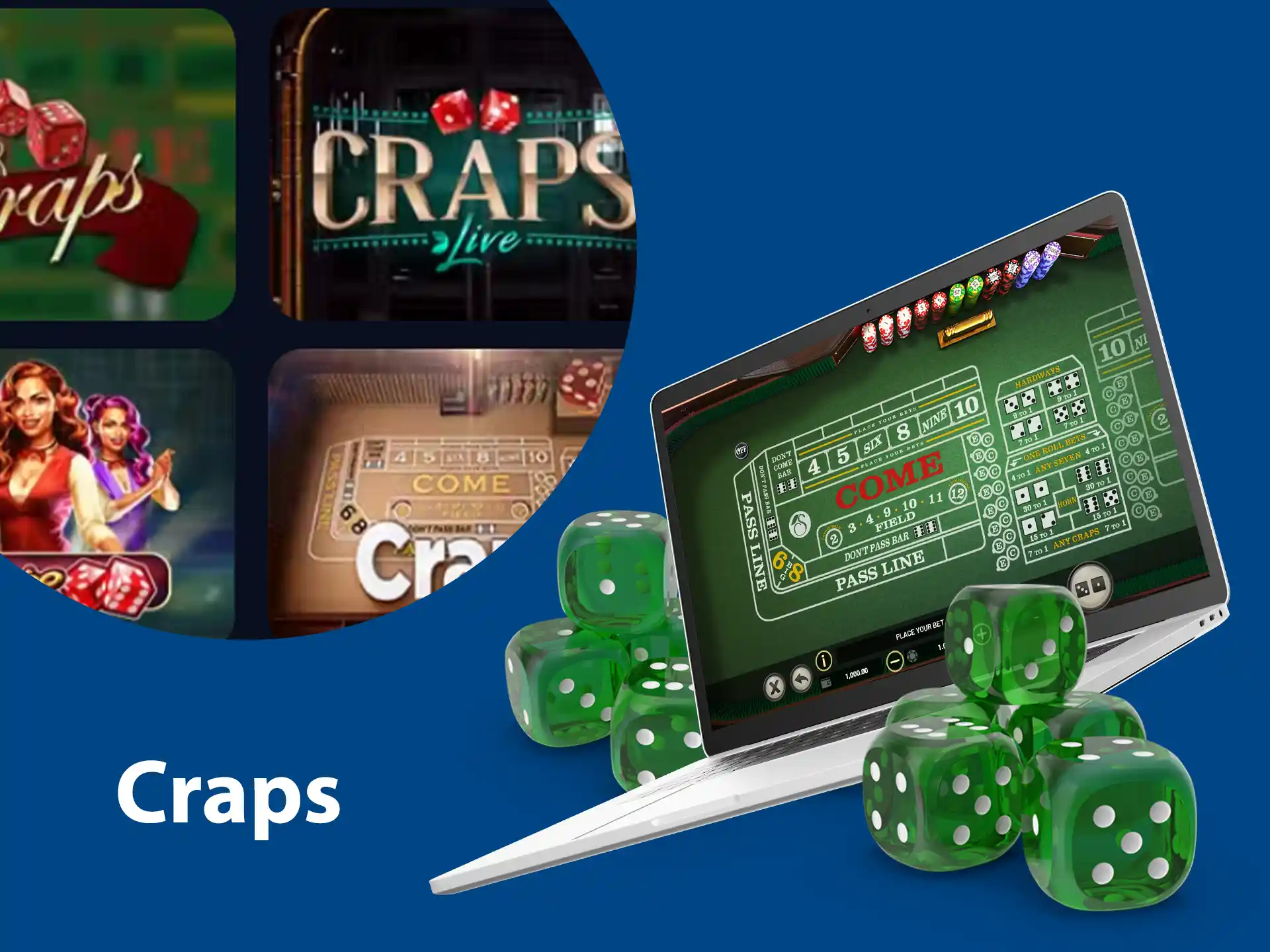 Craps dice game offers bets with favorable odds.