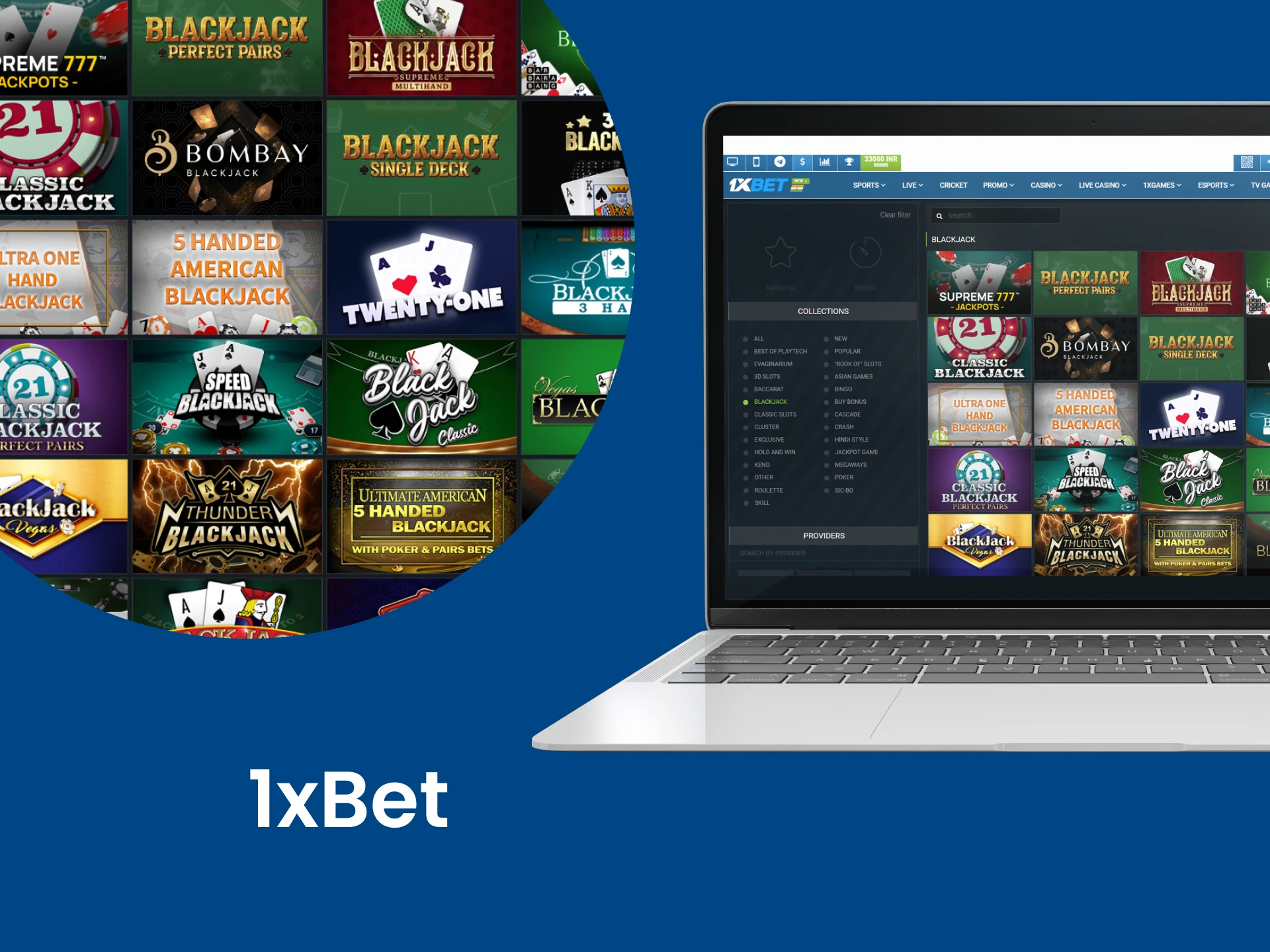 Choose from different types of table blackjack games at 1xbet.