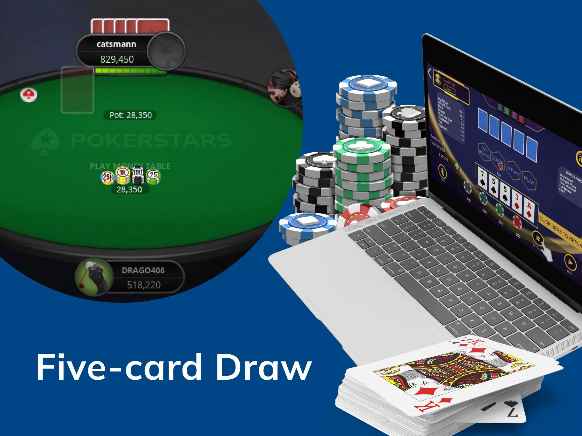Five-card draw is one of the best casino games, try it.