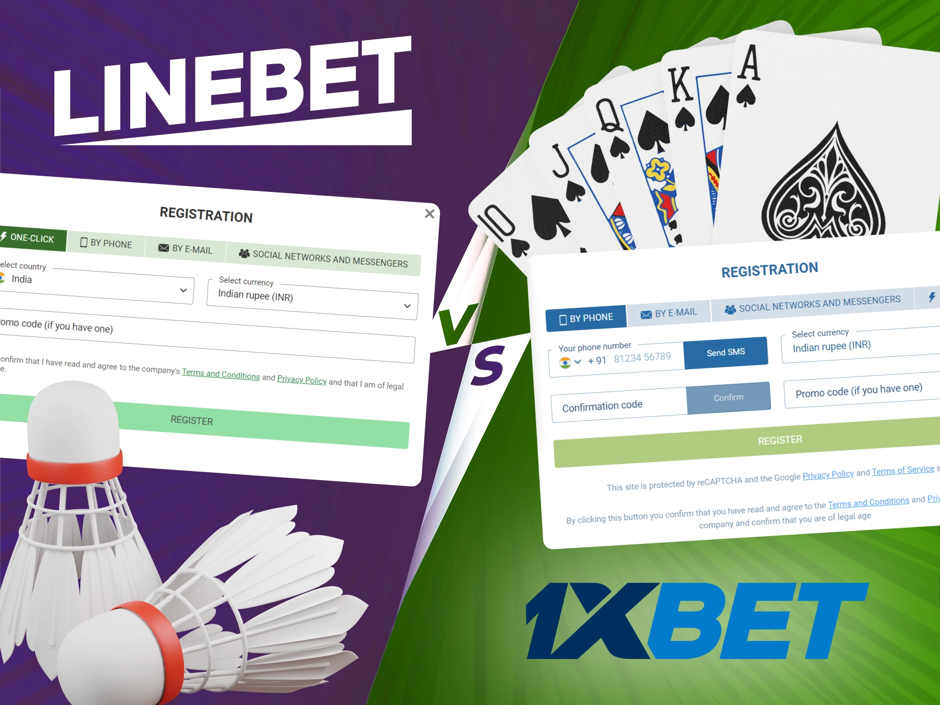 Choose your preferred registration method on the Linebet and 1xbet website.
