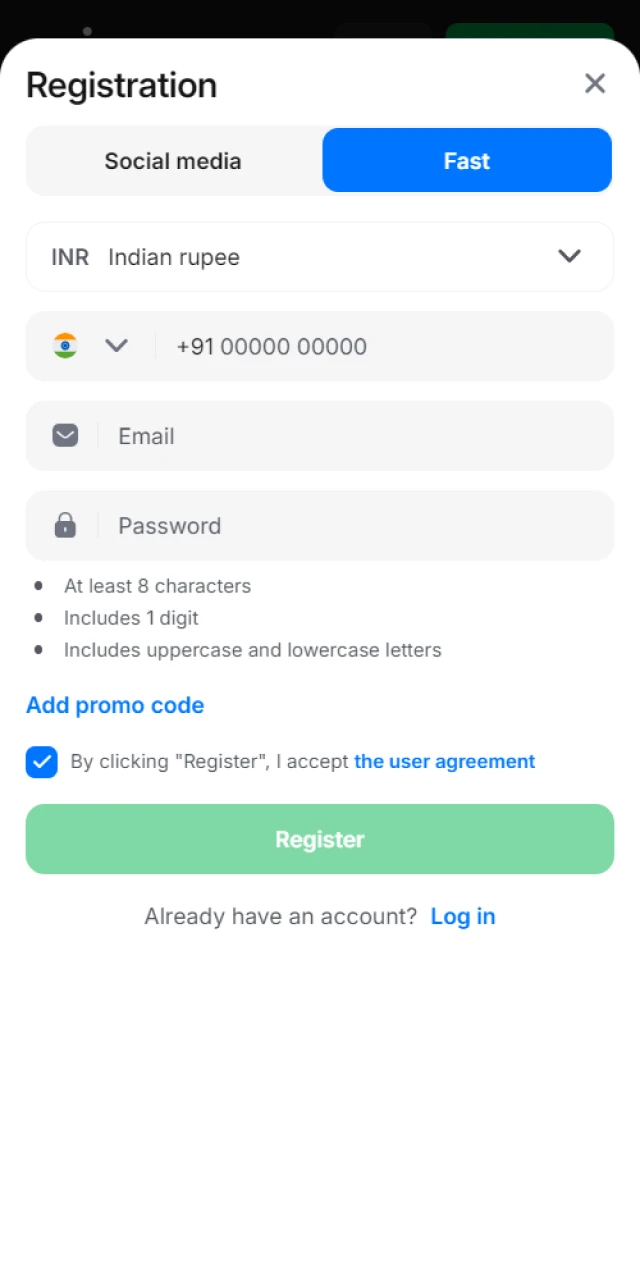 Register at a cricket betting site.