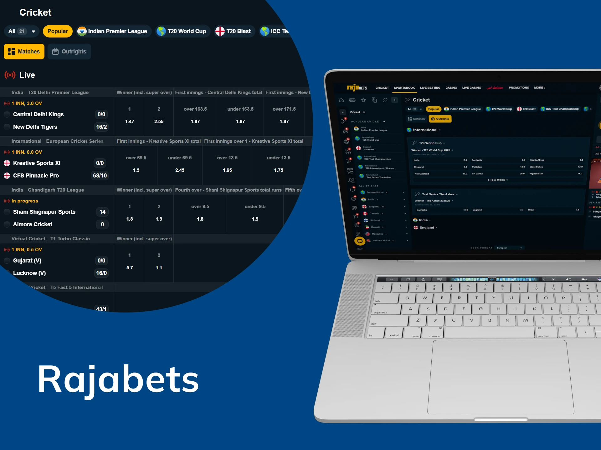 Bet on cricket at Rajabets and win big.